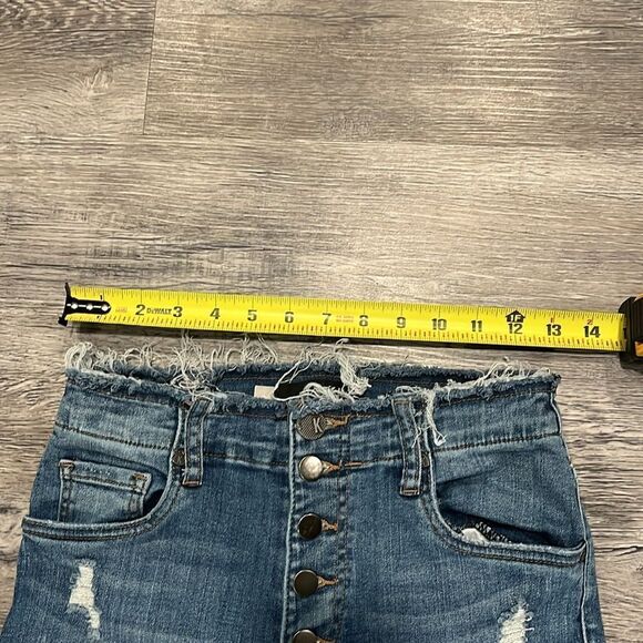 KIT high waist button up Women's Distressed Blue Jeans - Picture 3 of 6